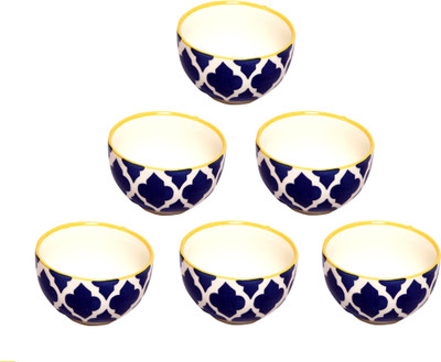 

Earthern Blue Ceramic Bowl Set(Blue, Pack of 6)