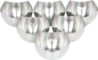 

Taluka (3.9" inches Dia Each) Stainless Steel Halwa bowls Dessert Bowls Small Plates Set Of 6 Weight :- 65 Grams each Stainless Steel Bowl(Steel, Pack of 6)