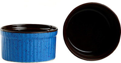 

Caffeine Handmade Small & Stout Pudding Dessert Bowls (Set of 2) Stoneware Bowl Set(Brown, Blue, Pack of 2)