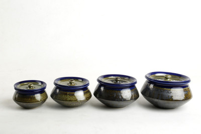 

Caffeine Handmade Modern Style Metallic Texture Haandi Set Ceramic Bowl Set(Multicolor, Pack of 4)