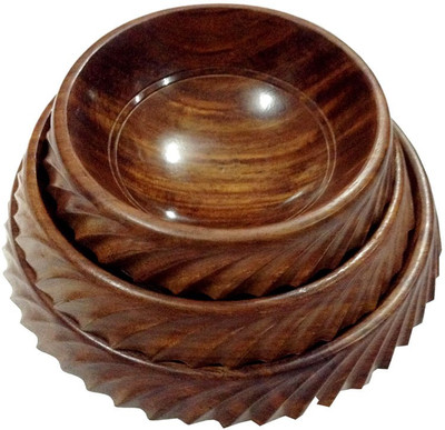 

Mavi Wooden Bowl Set(Brown, Pack of 3)