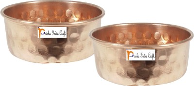 Prisha India Craft Copper Serving Bowl High Quality Handmade Pure Hammered Dinner Katoris for use Dinner Restaurant Hotel Home Ware Gift Item(Pack of 2, Brown)