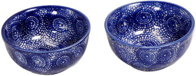 

Elite Handicrafts Vegetable Bowl Ceramic Bowl Set(Blue, Pack of 2)