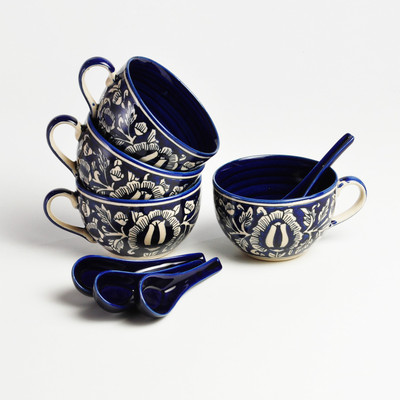 

Cultural Concepts Mughal Jumbo Bowl Ceramic, Stoneware Bowl Set(White, Blue, Pack of 8)