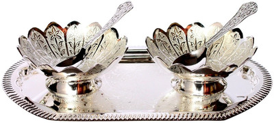 62% OFF on Stonkraft Engraved Silver Coated Brass Bowl Set(Silver, Pack of 2)
