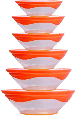 

Beaut Silicone, Plastic Bowl Set(Orange, Pack of 6)