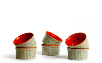 

Caffeine Handmade Small & Stout Pudding Dessert Ceramic Bowl Set(Orange, Pack of 6)