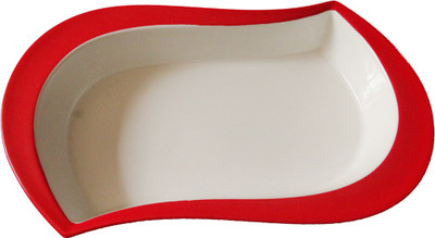 

White Gold Eva Evergreen Assets 14 Inches Rectangular Porcelain Bowl(Red, Pack of 1)
