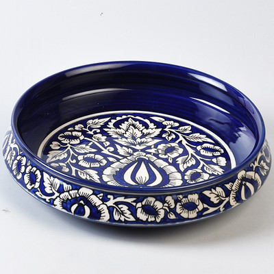

Cultural Concepts Mughal Urli - Large Stoneware Bowl(Blue, White, Pack of 1)