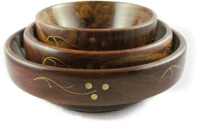 

hand-e-Crafts Wooden Bowl Set Of 3pieces Wooden Bowl Set(Brown, Pack of 3)