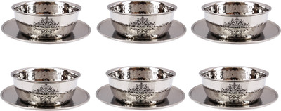 

IndianArtVilla Set of 6 Bowls with Underliner Steel Bowl Set(Steel, Pack of 12)
