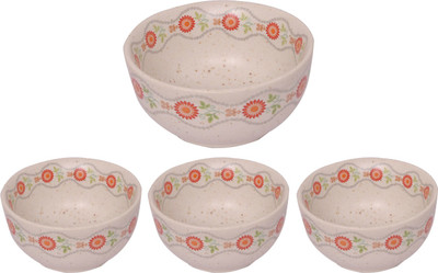 

Elite Handicrafts Floral Design Ceramic Bowl Set(White, Pack of 4)