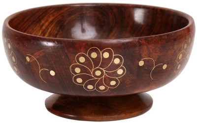 Store Indya Stylish Serving Wooden Decorative Bowl Brown, Pack of 1 Store Indya Bowls