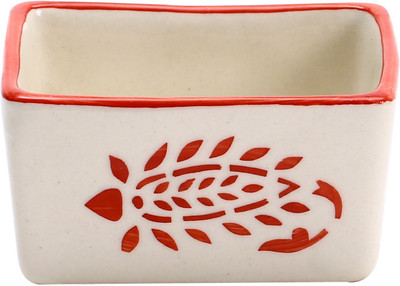 

Caffeine Dip and Sauce Serving Ceramic in Cream and Orange Authentic Leaf (Set of 1 ) Handmade Stoneware Bowl(Orange)