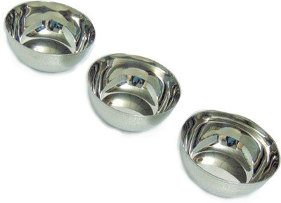 

Mango Steel Stainless Steel Bowl Set(Silver, Pack of 3)