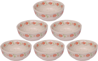 

Elite Handicrafts Floral Design Ceramic Bowl Set(White, Pack of 6)
