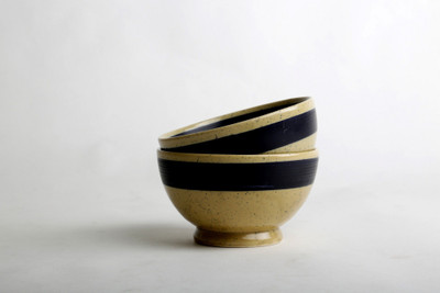 

Caffeine Handmade Studio Art Influenced Ceramic Bowl Set(Beige, Pack of 2)
