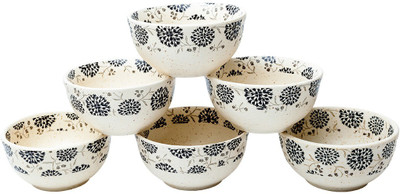

Elite Handicrafts Stoneware Ceramic Bowl Set(White, Black, Pack of 6)