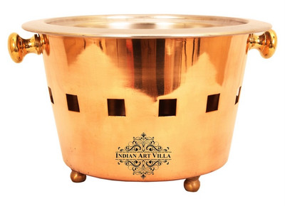 

IndianArtVilla Starter Serving, Pot with Coalport Steel, Copper Bowl(Brown, Pack of 1)