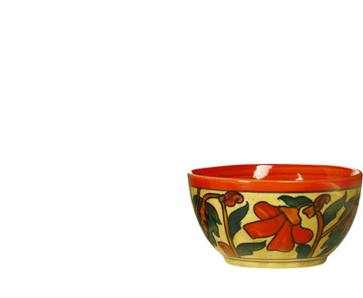 

Caffeine Katori Dessert Serving Ceramic in Glossy Orange Flower (Set of 1) Handmade Stoneware Bowl(Orange)