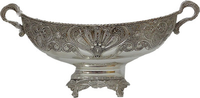 

The Divine Luxury Centre Boat Filigree Work Big Silver Plated Bowl(Silver, Pack of 1)