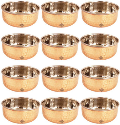 

IndianArtVilla Set of Hammered Steel Copper Bowls,145 ML Each,Tableware & Serveware Steel, Copper Bowl Set(Silver, Brown, Pack of 12)