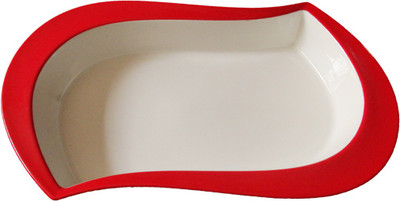

White Gold Eva Evergreen Assets 16 Inches Rectangular Porcelain Bowl(Red, Pack of 1)