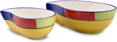 

VarEesha Multicolored Ceramic Paisley Serving Dishes Set of Two Ceramic Bowl Set(Multicolor, Pack of 2)