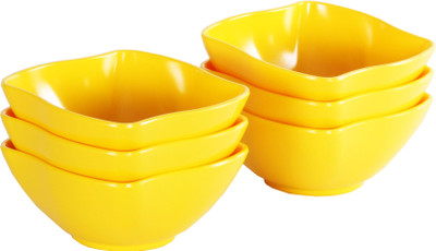 

Iveo IVEO YELLOW SOLID QUADRA VEG BOWL 4" (6PCS GP) Melamine Bowl(Yellow, Pack of 6)