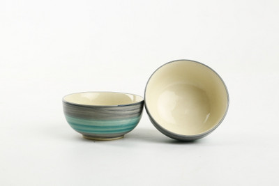 

Caffeine Handmade Multicolor Strokes Sculpted Katori Bowl (Set of 2) Stoneware Bowl Set(Multicolor, Pack of 2)