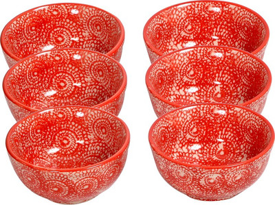 

Elite Handicrafts Lovely Ceramic Bowl Set(Red, Pack of 6)