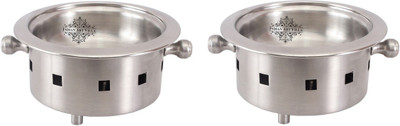 

IndianArtVilla Snack Warmer Stainless Steel Bowl Set(Silver, Pack of 2)