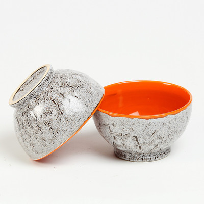 

Cultural Concepts Footed Bowl Ceramic, Stoneware Bowl(Orange, Grey, Pack of 2)