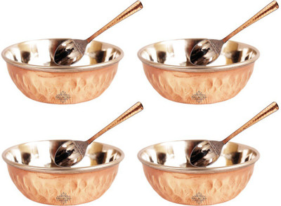 

IndianArtVilla Set of Handmade Steel Copper Omega Bowl,100 ML Each with 4 Spoon,Serveware & Tableware Steel, Copper Bowl Set(Silver, Brown, Pack of 8)