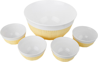 

Homeish Claro Imported Plastic Design Salad / Snack Bowl Set of 5 Plastic Bowl Set(Yellow, Pack of 5)