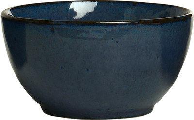 Caffeine Katori Ceramic in Blue Mettalic (Set of 1) Handmade Stoneware Disposable Bowl(Blue)