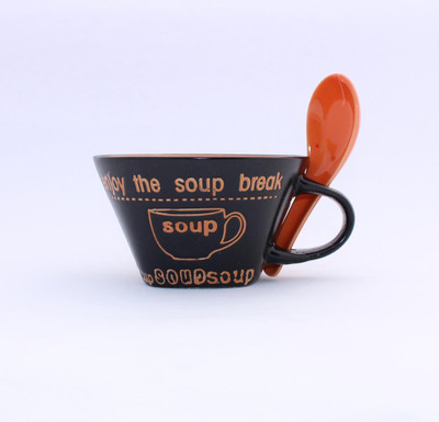 

Aarzool Ceramic Bowl(Orange, Black, Pack of 1)