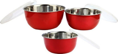 

Fiable Stainless Steel Bowl Set(Red, Pack of 3)