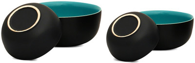 

Caffeine Ceramic Seagreen Multipurpose Stoneware Bowl Set(Black, Pack of 4)