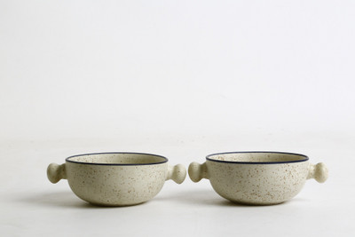 

Caffeine Handmade Matte Style Multipurpose Round Handles Ceramic Bowl Set(White, Pack of 2)