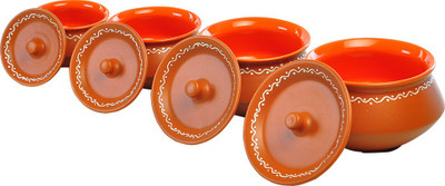 

Cultural Concepts Terracotta Handi Ceramic, Stoneware Bowl Set(Orange, Pack of 8)