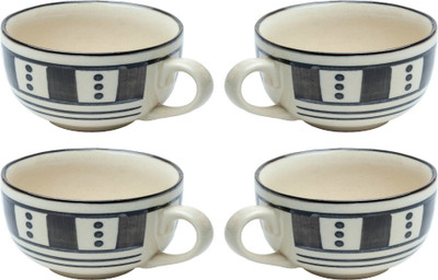 

Elite Handicrafts Stoneware Ceramic Bowl Set(White, Black, Pack of 4)