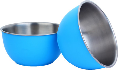 

Homeish Plastic Coated - 15 Cms Stainless Steel Bowl Set(Blue, Pack of 2)