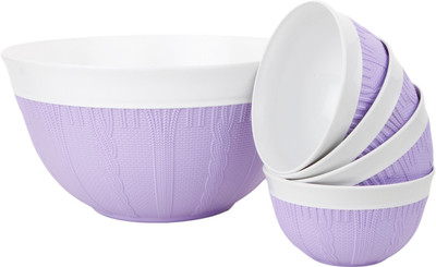 

Homeish Claro Imported Plastic Design Salad / Snack Bowl Set of 5 Plastic Bowl Set(Purple, Pack of 5)