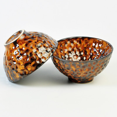 Cultural Concepts Diamond Stoneware Bowl Set(Brown, Black, Pack of 2)