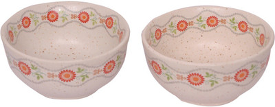 

Elite Handicrafts Floral Design Ceramic Bowl Set(White, Pack of 2)