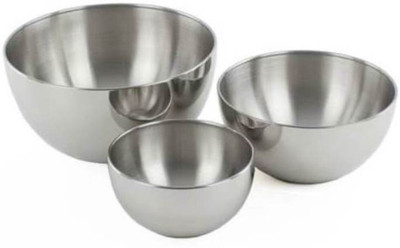 liefde Stainless Steel Mixing Bowl(Pack of 3, Steel)