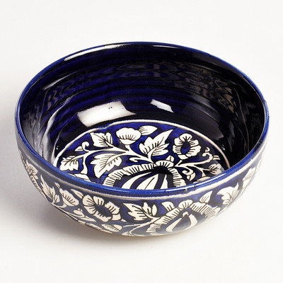 

Cultural Concepts Mughal Snack Serving Stoneware Bowl(Blue, White, Pack of 1)