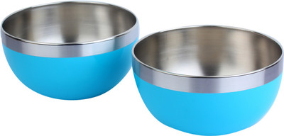 

Homeish Plastic Coated - 15 Cms Stainless Steel Bowl Set(Blue, Pack of 2)