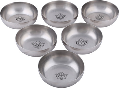 

Taluka (4" inches Dia Each) Stainless Steel Halwa bowls Dessert Bowls Small Plates Set Of 6 Weight :- 100 Grams each Ice Cream Bowl Stainless Steel Bowl(Steel, Pack of 6)